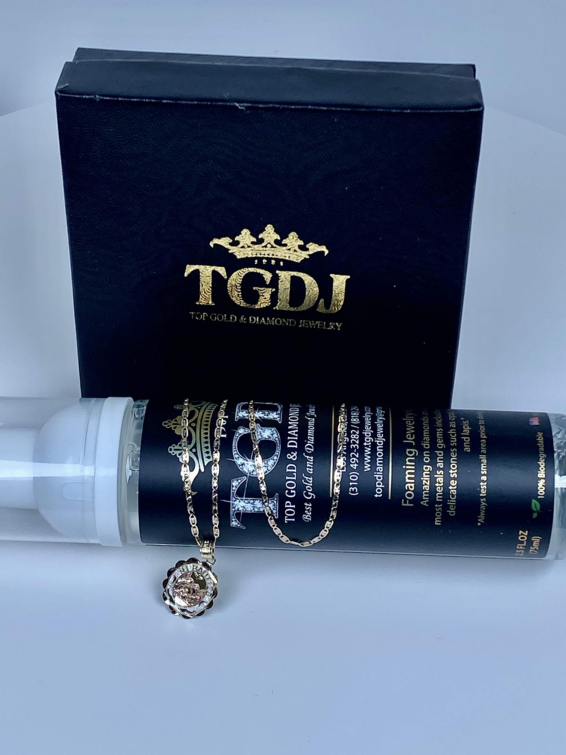 TGDJ 14k Tri-color Gold Religious Baptism Pendant with 1.5mm Valentino Diamond Cut Chain Necklace