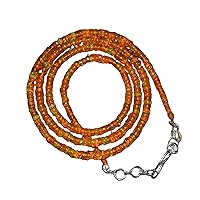 AAA Quality Natural Ethiopian Smooth Welo Opal Rondelle Orange Beads Gemstones Choker Necklace, 925 Sterling Silver, Healing Crystals, Handmade, Adjustable Chain, Women Jewelry, Christmas Gifts, Size 16