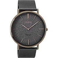 Oozoo Vintage Men's Watch – Men's Watch with 20 mm Mesh Strap – Analogue Men's Watch in Round – Also Suitable as a Women's Watch