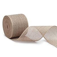 Burlap Ribbon Fabric Wired Edge 20 Yards for Decoration (4inch, Natural)