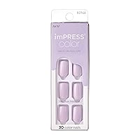KISS imPRESS No Glue Mani Press On Nails, Color, 'Picture Purplect', Violet, Short Size, Squoval Shape, Includes 30 Nails, Prep Pad, Instructions Sheet, 1 Manicure Stick, 1 Mini File