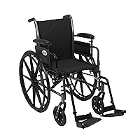 Drive Medical Cruiser III Light Weight Wheelchair with Flip Back Removable Arms, Adjustable Height Desk Arms, Swing Away Footrests, 20''