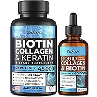 Liquid Biotin & Collagen - Biotin Collagen Keratin Capsules - Double Effect for Skin Hair Nails Joints - Fast Hair Growth