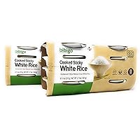 Restaurant-Style Cooked Sticky White Rice - Pack of 2 Boxes - 8 Bowls at 7.4 oz each per Box (2 Cases, 16 Bowls Total)
