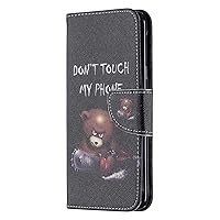 PU Painted Leather Wallet Case Card Slot Stand Holder for LG K40, Black Cover Naughty Bear