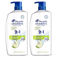 Head & Shoulders 2 in 1 Dandruff Shampoo and Conditioner Set, Scalp Care and Anti Dandruff Treatment, Green Apple Fresh Scent, Daily Moisturizing Treatment, Paraben Free, 32.1 Fl Oz Each, 2 Pack
