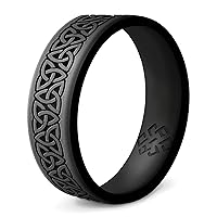 Knot Theory Trinity, Celtic, Claddagh Silicone Ring for Men and Women - Silicone Wedding Band for Sports Activities, Breathable Comfort Fit 6mm Bandwidth