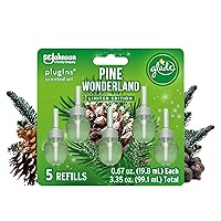 Glade PlugIns Refills Air Freshener, Scented and Essential Oils for Home and Bathroom, Pine Wonderland, 3.35 Fl Oz, 5 Count