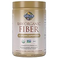 Garden of Life Fiber Supplement, Raw Organic Fiber Powder - 10 Servings, 15 Organic Superfoods, Probiotics & Omega-3 ALA, 4g Soluble Fiber & 5g Insoluble Fiber for Regularity, Psyllium Free Fiber