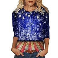 Women American US Flag Shirts Casual Fourth July Stars and Stripes T-Shirts Summer Loose Patriotic Tee Tops