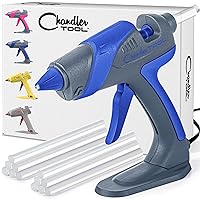 Full Size Hot Glue Gun for Construction, DIY & Crafts, Chandler Tool 60W High Temp Large Glue Gun with Stand-Up base & 12 Glue Sticks, Perfect for Home Repair, Arts & Crafts, Blue