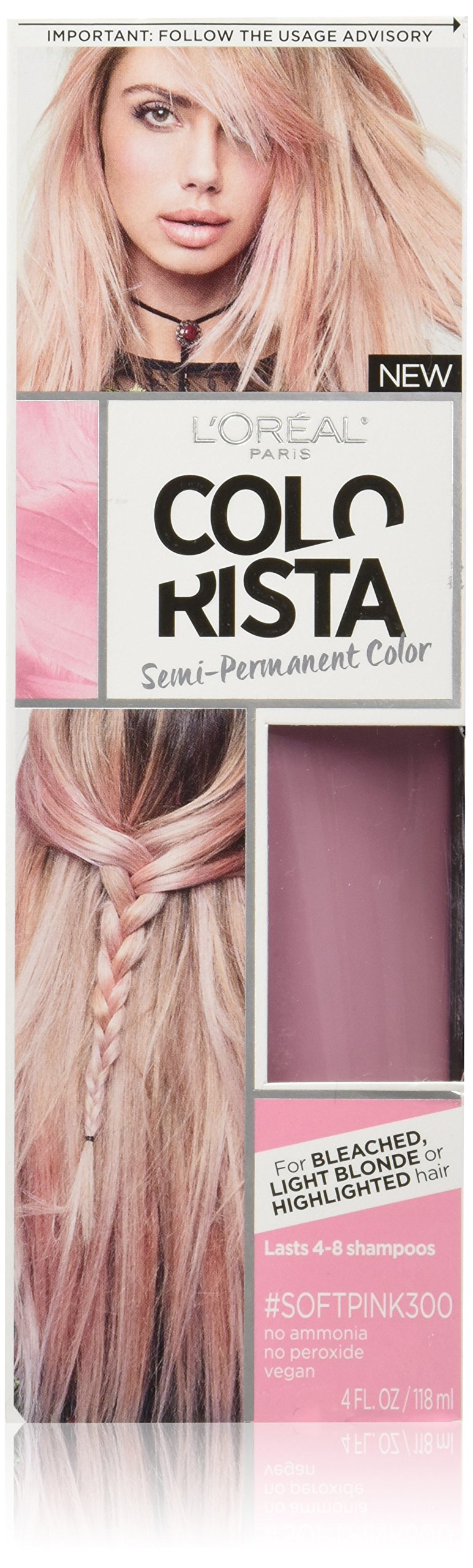L’Oréal Paris Colorista Semi-Permanent Hair Color for Light Bleached or Blondes, Soft Pink