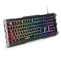 ENHANCE Infiltrate Membrane Gaming Keyboard - RGB Gaming Keyboard with Quiet Mechanical Clicking Keys - 7 Color LED + 9 Dynamic Effects, LED Sound Response - Spill Resistant with Metal Accents