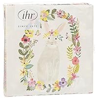 Boston International IHR 3-Ply Paper Napkins, 20-Count Cocktail Size, Floral Bunny