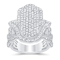 10K SOLID WHITE GOLD 3.25 CARAT REAL DIAMOND HAMSA ENGAGEMENT RING WEDDING PINKY BAND