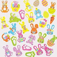 AT388 Bunny Foam Stickers - Pack of 120, Easter Themed Self-adhesives, Perfect for Children to Decorate Collages and Crafts, Ideal for Schools, Craft Groups, Party Crafting, Home, Assorted