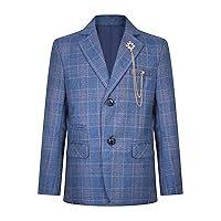 YiZYiF Kids Boys Formal Checked Blazer Slim Fit Plaid Suit Jacket Button Down Notched Lapel Dress Sports Jacket