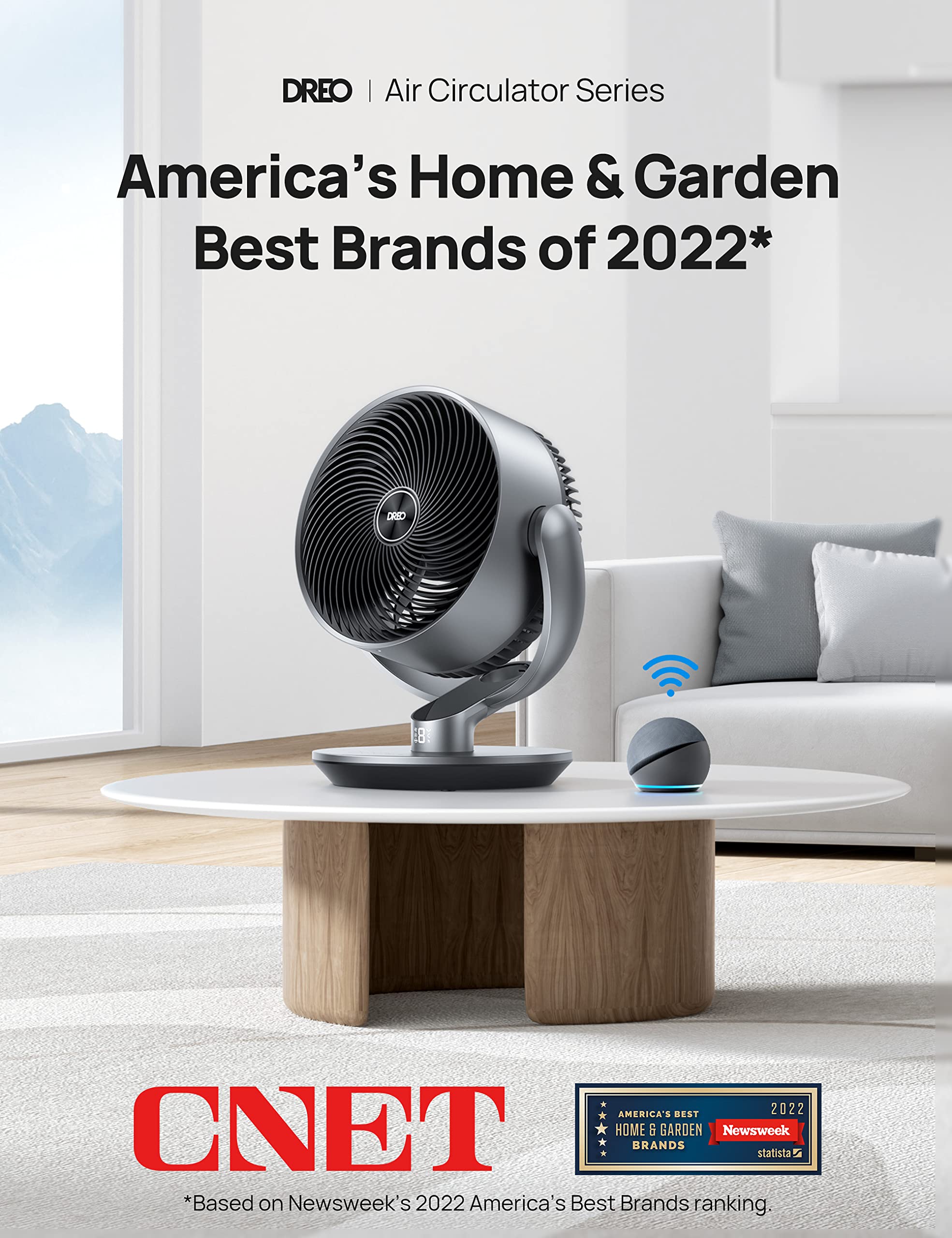 Dreo Smart Fans for Bedroom, 11 Inch, 25dB Quiet DC Room Fan with Remote, 120°+90° Oscillating Fan, 6 Modes, 9 Speeds, 12H Timer,Works Alexa/Google/WiFi/Voice Control, Silver, Oversize (DR-HAF004S)