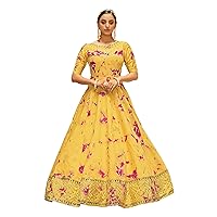 STELLACOUTURE Eye Catching Shibori Embroidered Cotton Anarkali Ready to wear Long Designer Gown for Women 2446-O