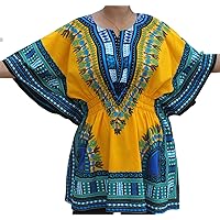RaanPahMuang Dashiki Colorful Shirt Women Short Sleeve Elastic Waist Open Collar