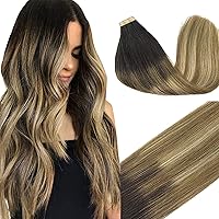 GOO GOO Tape in Hair Extensions Human Hair, 2/6/18 Balayage Brown to Dirty Blonde, 20inch 50g 20pcs, Thick Ends Straight Seamless Tape in, Invisible Tape in Hair Extensions Human Hair