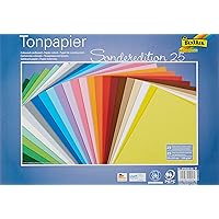 folia 6735/25 99 Coloured Paper Mix, Approx. 35 x 50 cm, 130 g/m², 25 Sheets Assorted in 25 Colours, for Crafts and Creative Design of Cards, Window Pictures and Scrapbooking