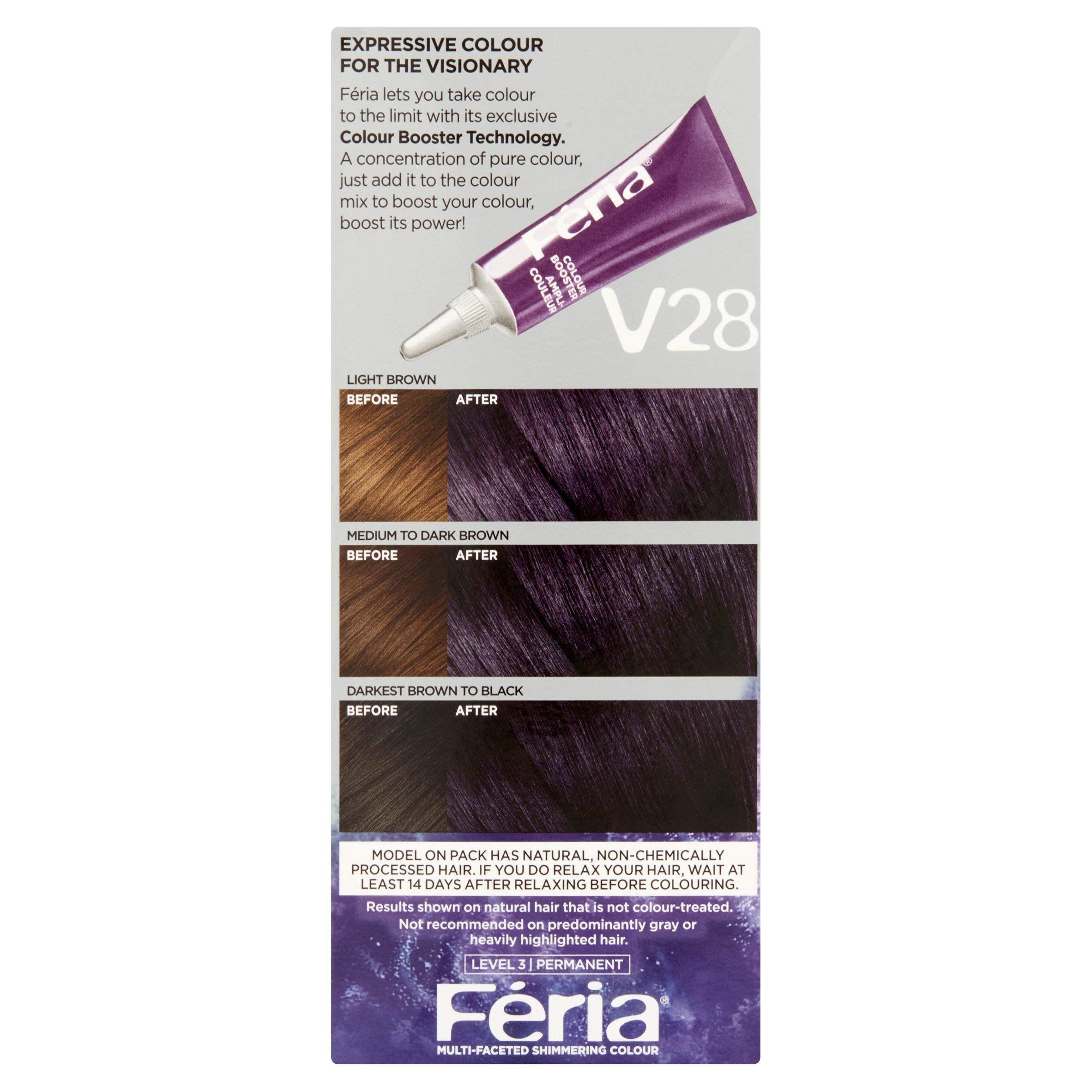 L'Oreal Paris Feria Multi-Faceted Shimmering Permanent Hair Color Hair Dye, V28 Midnight Violet (Deepest Violet)