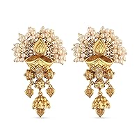 Tarinika Antique Gold Lena Statement Drop Earrings with Guttapusalu Design - Indian Earrings Perfect for Ethnic Occasions | Traditional Indian Jewelry for Women | 1 Year Warranty*