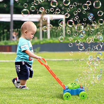 Lydaz Bubble Lawn Mower for Toddlers, Kids Bubble Blower Machine, Summer Outdoor Push Backyard Gardening Toys, Birthday Gifts Halloween Party Favors Games Toys for Preschool Baby Boys Girls