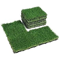 VEVOR Artifical Grass Tiles Interlocking Turf Deck Set, 18 Pack - 12