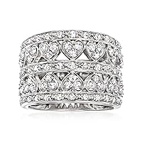 Ross-Simons 1.00 ct. t.w. Diamond Multi-Row Heart Ring in Sterling Silver
