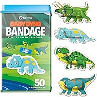 BioSwiss Bandages, Baby Dino Shaped Self Adhesive Bandage, Latex Free Sterile Wound Care, 50 Count