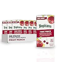 Tropicana 100% Juice Box, Fruit Punch, 4.23oz (Pack of 44) - Real Fruit Juices, Vitamin C Rich, No Added Sugars, No Artificial Flavors