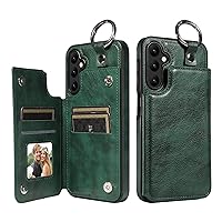 Back Case Cover Phone Protective Case Compatible with Samsung Galaxy A24 4G/A25 5G Wallet Case with PU Leather Card Pockets Back Cover with Ring, Double Magnetic Clasp and Durable Shockproof Cover Pro