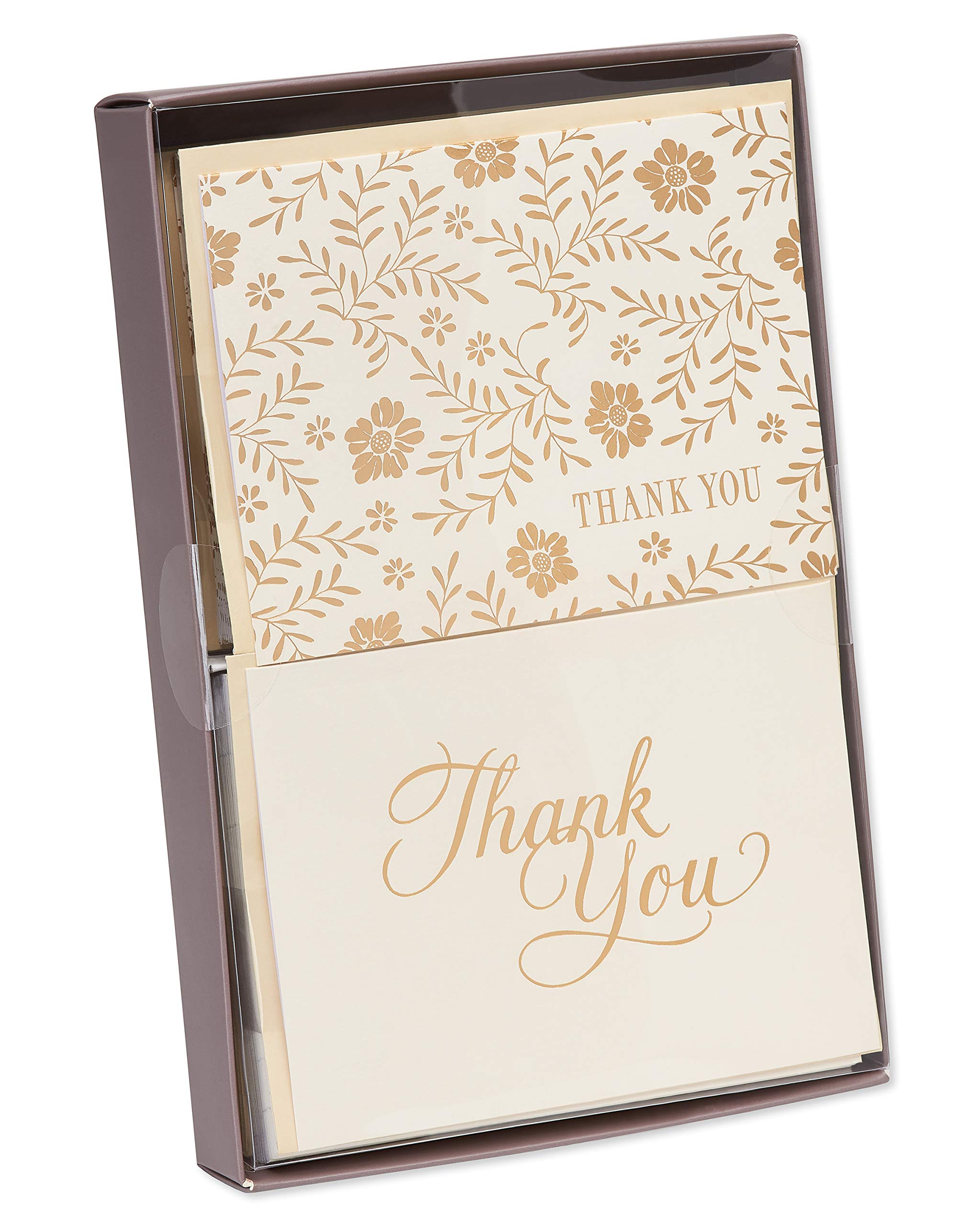 American Greetings Wedding Thank You Cards with Envelopes, Gold and Cream (50-Count)