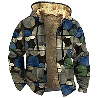 Men Winter Jacket Western Aztec Jacket Zip Up Sweashirts Fleece Sherpa Lined Winter Warm Lightweight Jacket Coat