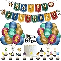 Magical Harry Birthday Party Decoration Magical Potter Set Birthday Banner Cupcake Toppers Balloons Party Supplies