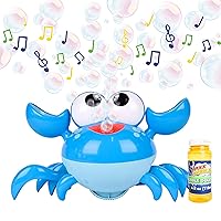 Dancing Crab Bubble Machine - Moving Bubble Blower for Kids | Lights Up and Plays Music | 4oz Bottle of Bubble Solution - Sunny Days Entertainment,Blue