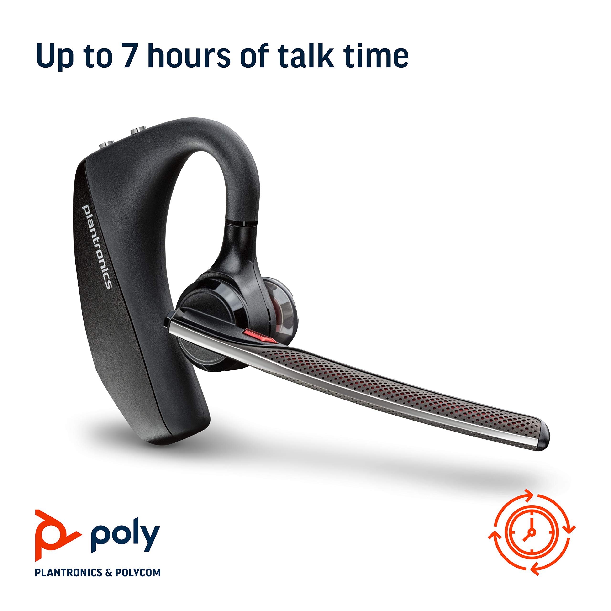 Poly Voyager 5200 Wireless Headset (Plantronics) - Single-Ear Bluetooth Headset w/Noise-Canceling Mic - Ergonomic Design - Voice Controls - Lightweight - Connect to Mobile/Tablet via Bluetooth,Black