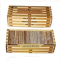 Sandalwood Scented Natural Soap Bars (6 Bars), 3.5oz Moisturizing French Triple Milled Soap Bars Enriched with Shea Butter - Pure Plant Oil Bath & Body Soap Bars