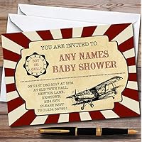 Red Vintage Air Force Aeroplane Invitations Baby Shower Invitations