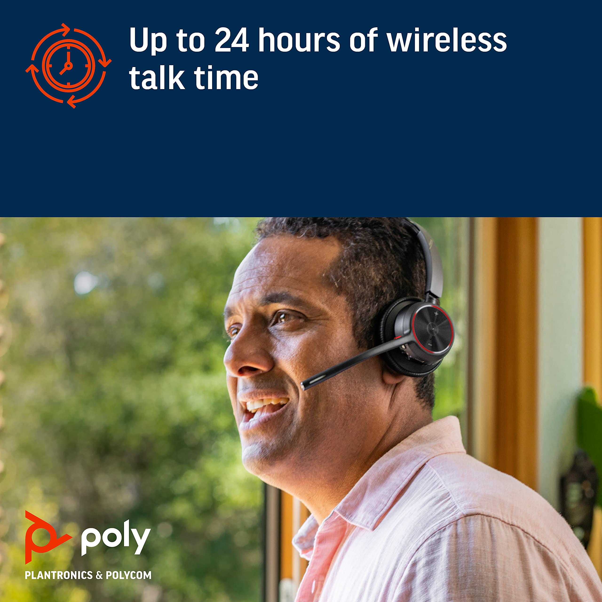 Poly - Voyager 4310 UC Wireless Headset + Charge Stand (Plantronics) - Single-Ear Headset w/Mic - Connect to PC/Mac via USB-A Bluetooth Adapter, Cell Phone via Bluetooth -Works with Teams, Zoom &More