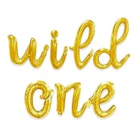 Tellpet Wild One Balloons Banner Birthday Decorations Party Supplies For Baby, Gold