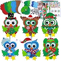 Winlyn 24 Sets Christmas Craft Kits Winter Crafts DIY Christmas Owl Ornaments Decorations Art Sets Foam Owl Christmas Tree Holiday Stickers for Kids Festival Home Classroom Activities Party Favors