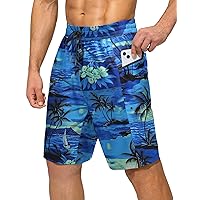 Men's Quick Dry Swim Trunks with Zipper Pockets Beach Shorts Bathing Suits for Men - Mesh Liner