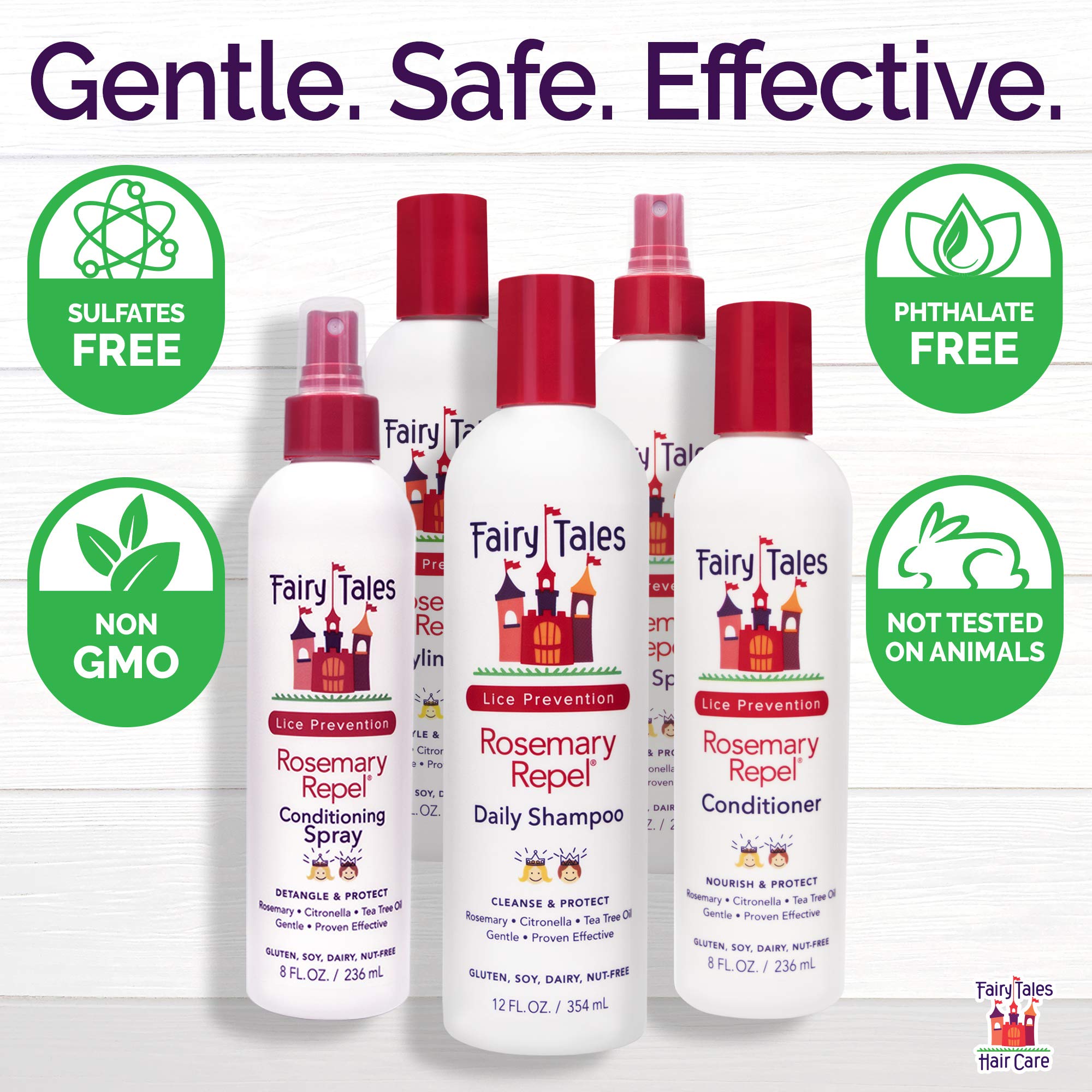 Fairy Tales Rosemary Repel Lice Shampoo - Daily Kids Shampoo (12 Fl Oz) & Conditioner (8 Fl Oz) Duo for Lice Prevention