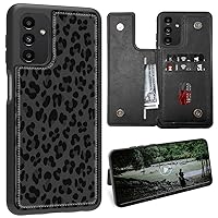 Wallet Case for Samsung Galaxy A13 5G Case with Card Holder,Dual Magnetic Clasp Wallet Phone Case,PU Leather Flip Kickstand Card Slot Cover Case for Men Women,Black Leopard Print