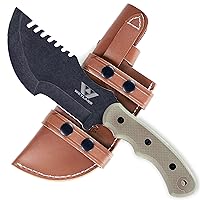 WEYLAND Tracker Knife - Full Size Bushcraft Outdoor Survival Knife Fixed Blade with Horizontal Draw Belt Sheath - Full Tang Tom Brown Scout Carry Camping Knife that Tops All