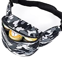 FYDELITY Insulated Fanny Pack Cooler for 3 Cans Beer Fanny Pack Retro 80s 90s Fanny Pack Cooler Beer Belly Waist Pack Cooler Fanny Pack Beer Waist Packs Insulated Waist Bag Tie Camo