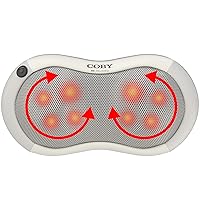 Coby Shiatsu Massage Pillow with Heat | Deep Tissue Kneading Therapeutic Cushion Pad for Back, Neck, Shoulders & Full Body Pain Relief | Rolling Balls & Adjustable Chair Strap for Home, Office & Auto
